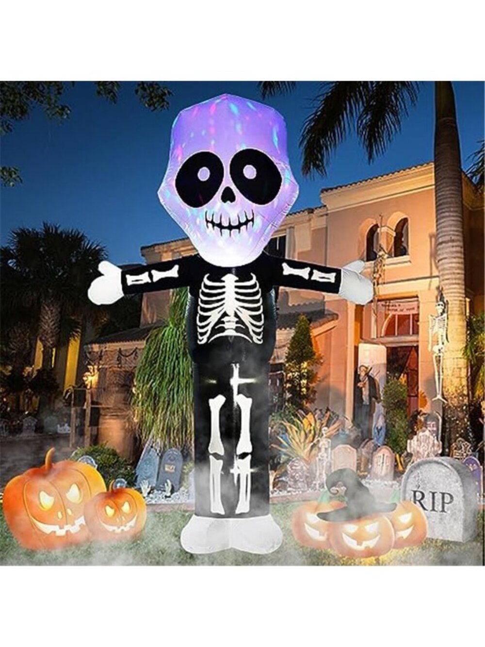 TOROKOM 8 FT Halloween Inflatables Decoration Large Grim Reaper Skull Ghost